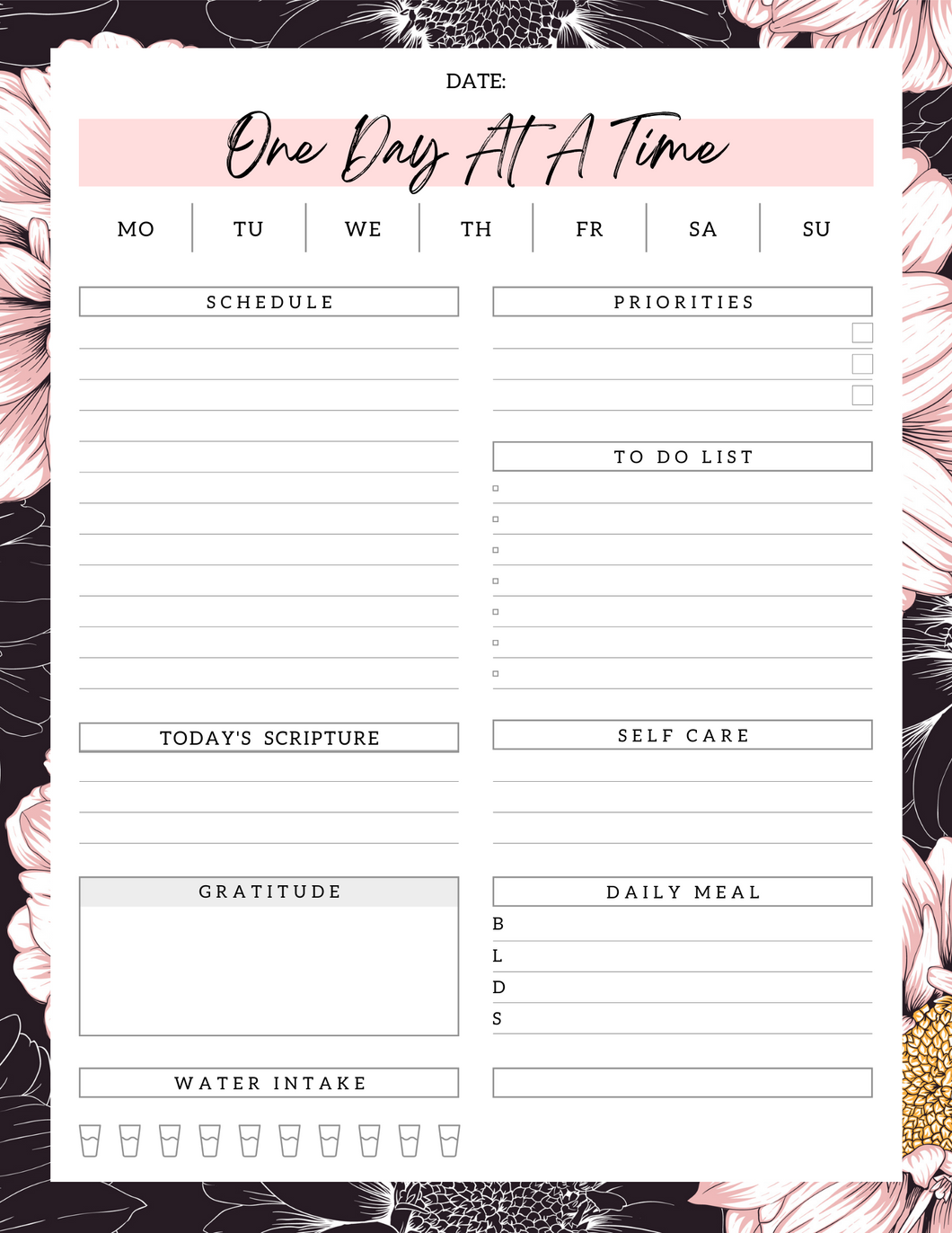 One Day At A Time Floral Note pad